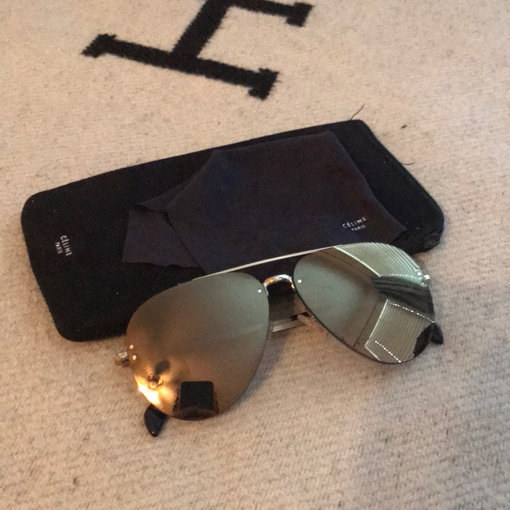 Celine Oversized Gold Aviator Sunglasses